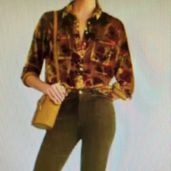 Pilcro Anthropologie Fall Shirt Floral Velvet Button Up Burnout Women MP NEW - Picture 12 of 12